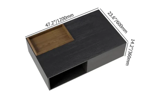 0009103 crator rectangular wood coffee table with drawer removable tray top black walnut a