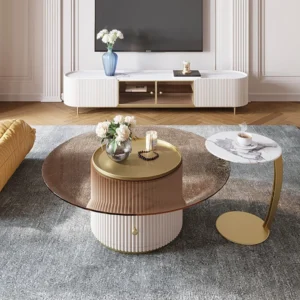 Bali Modern Oval TV Table in natural wood - Image 5