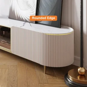 Bali Modern Oval TV Table in natural wood - Image 6