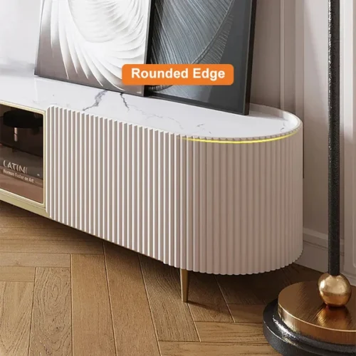 Bali Modern Oval TV Table in natural wood - Image 6
