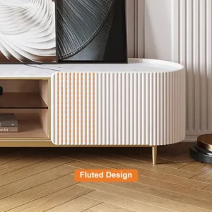 Bali Modern Oval TV Table in natural wood - Image 7