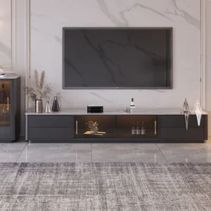 Granite natural wood TV table - Image 2