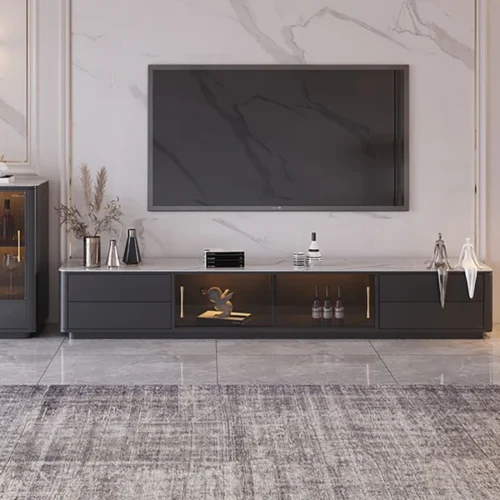Granite natural wood TV table - Image 2
