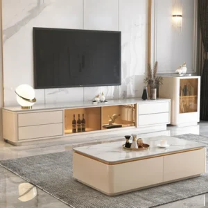 Granite natural wood TV table - Image 10