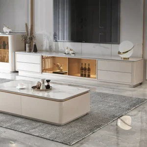 Granite natural wood TV table - Image 12