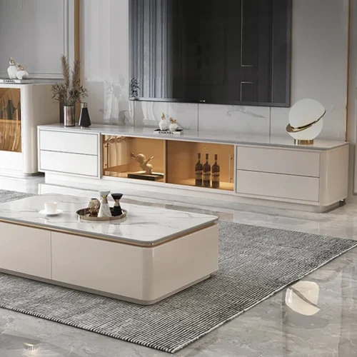 Granite natural wood TV table - Image 12
