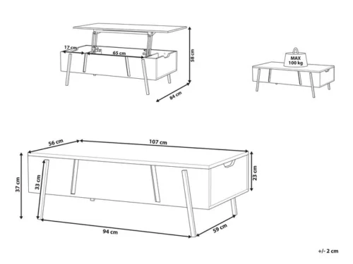 0012222 coffee table with storage dark wood blackpool