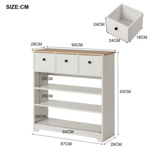 Snavy white shoe rack with 3 drawers - Image 2