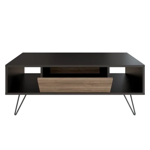 0006465 yees coffee table with a drawer metal legs