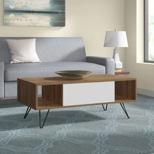 0006468 yees coffee table with a drawer metal legs