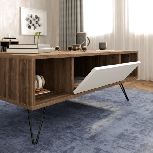 0006472 yees coffee table with a drawer metal legs