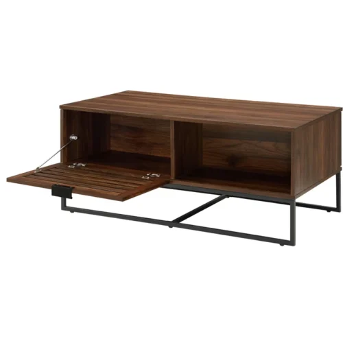 0006514 trevo wood and metal coffee table with storage