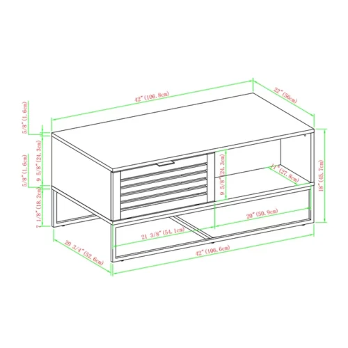 0006516 trevo wood and metal coffee table with storage