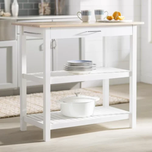 0006686 moppi solid wood kitchen island with shelves