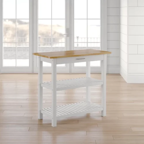 0006688 moppi solid wood kitchen island with shelves