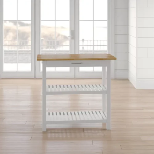 0006689 moppi solid wood kitchen island with shelves