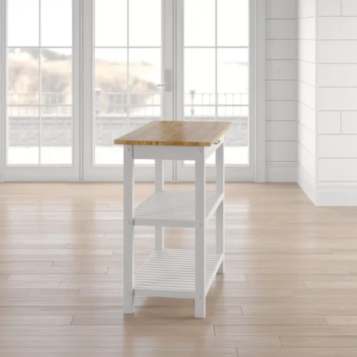 0006690 moppi solid wood kitchen island with shelves