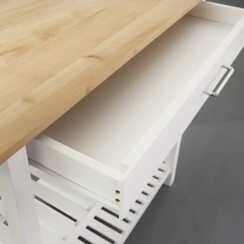 0006693 moppi solid wood kitchen island with shelves