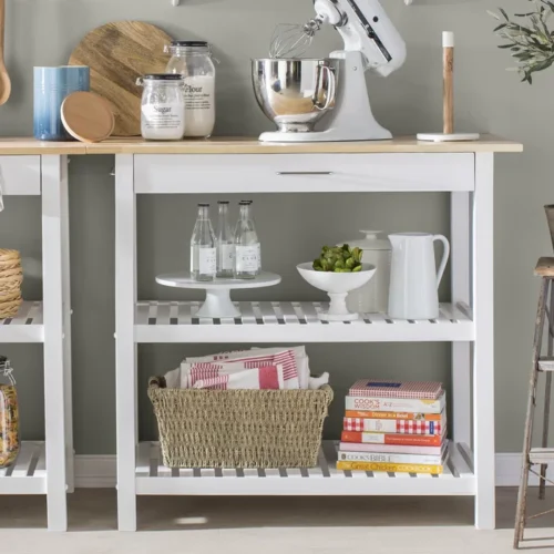 0006696 moppi solid wood kitchen island with shelves