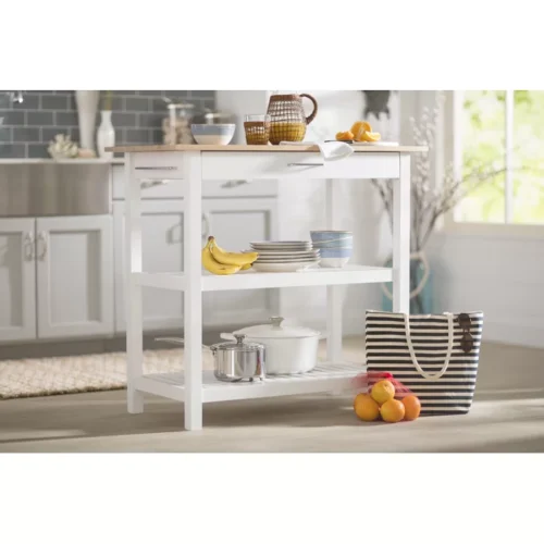 0006697 moppi solid wood kitchen island with shelves