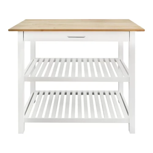 0006698 moppi solid wood kitchen island with shelves