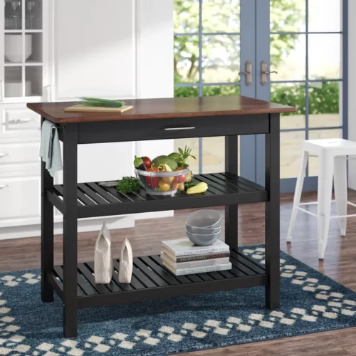 0006700 moppi solid wood kitchen island with shelves