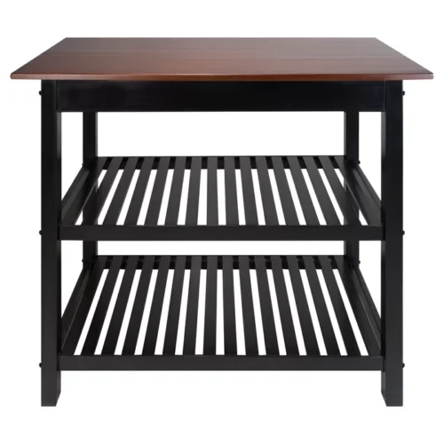0006706 moppi solid wood kitchen island with shelves