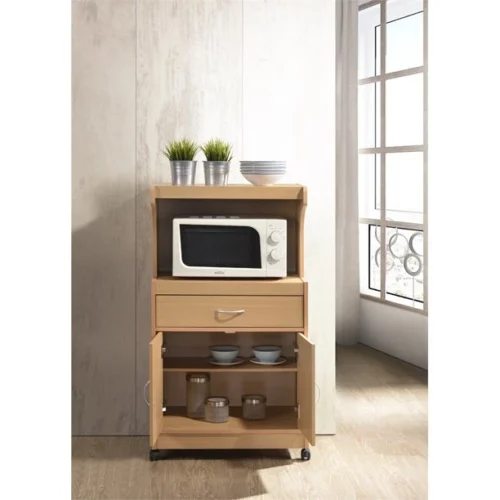 0007049 masse microwave kitchen cart with open storage