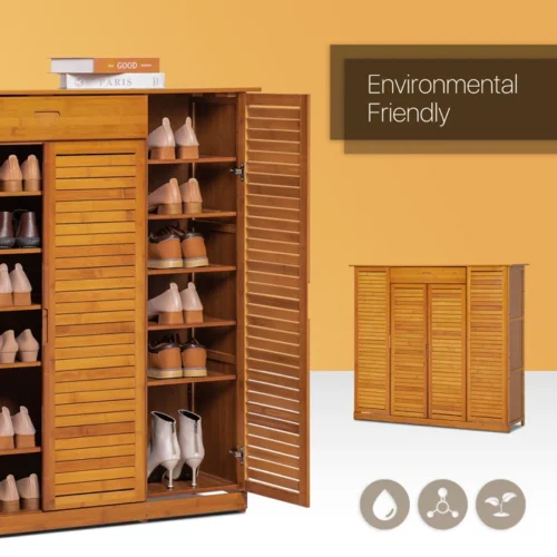 0007628 orla bamboo shoe rack with mesh doors