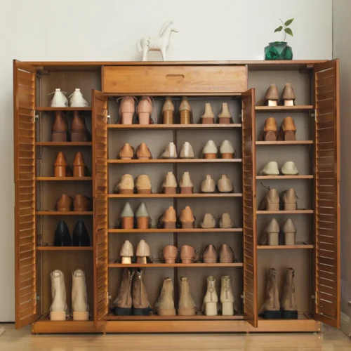 0007630 orla bamboo shoe rack with mesh doors
