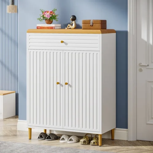 0007641 dovas white brown shoe storage cabinet