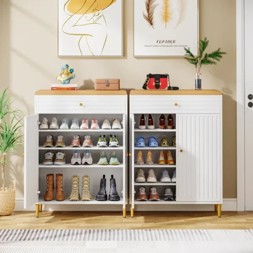 0007642 dovas white brown shoe storage cabinet