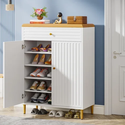 0007644 dovas white brown shoe storage cabinet