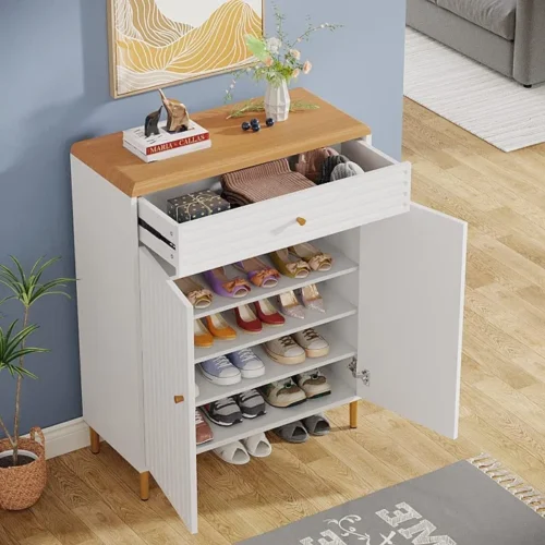0007645 dovas white brown shoe storage cabinet