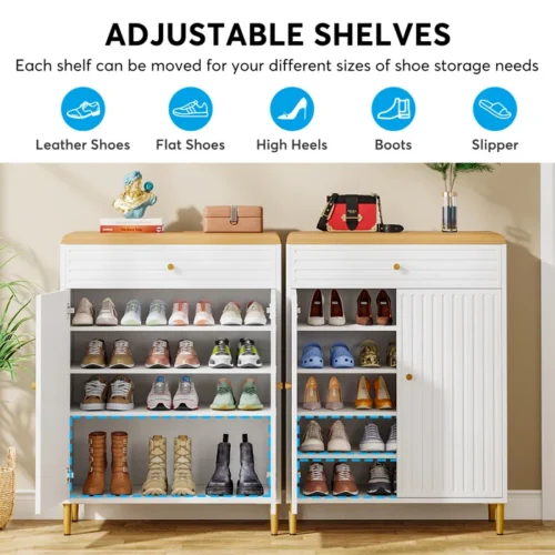 0007646 dovas white brown shoe storage cabinet