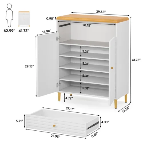 0007647 dovas white brown shoe storage cabinet