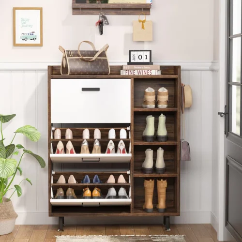0007736 calzar brown shoe storage cabinet