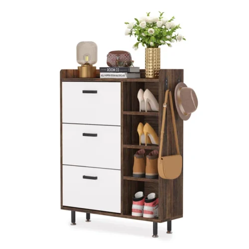 0007738 calzar brown shoe storage cabinet