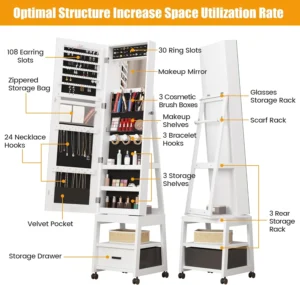Alkamar jewelry cabinet with mirror - Image 5