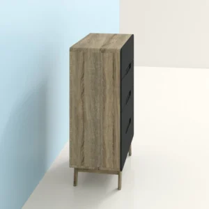 Deco 4-drawer nightstand, gray and brown - Image 4