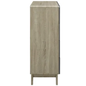 Deco 4-drawer nightstand, gray and brown - Image 5