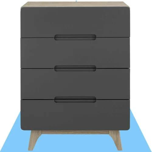 Deco 4-drawer nightstand, gray and brown - Image 6