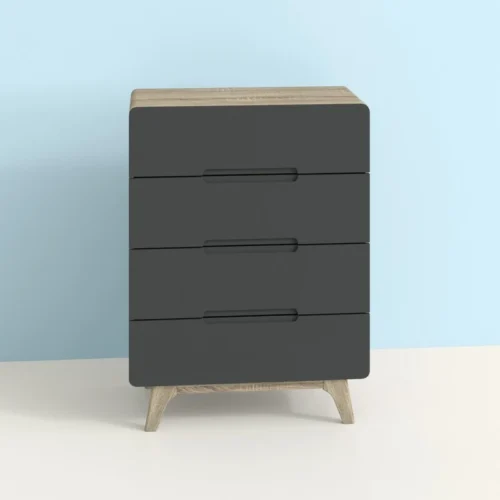Deco 4-drawer nightstand, gray and brown - Image 7