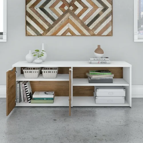 Loarzo White and Wood Undershelf Storage Unit - Image 4