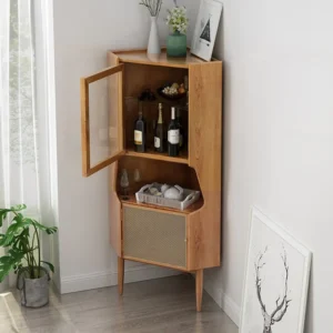 Two-door bar cabinet with compartment and shelf - Image 2