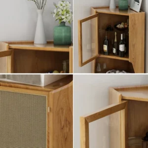 Two-door bar cabinet with compartment and shelf - Image 4