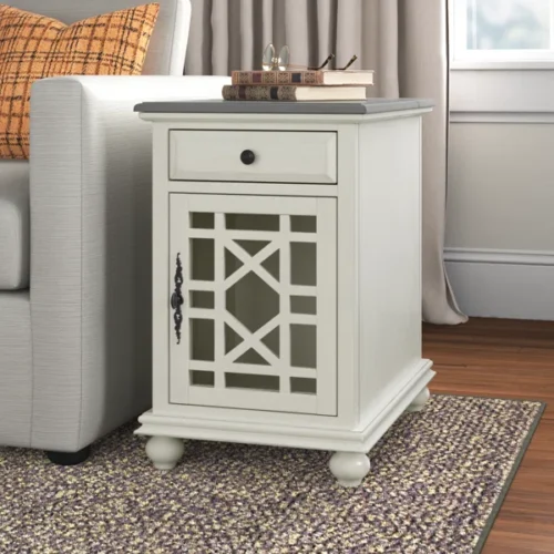 Ahamara Side Table with Storage Natural Wood - Image 2
