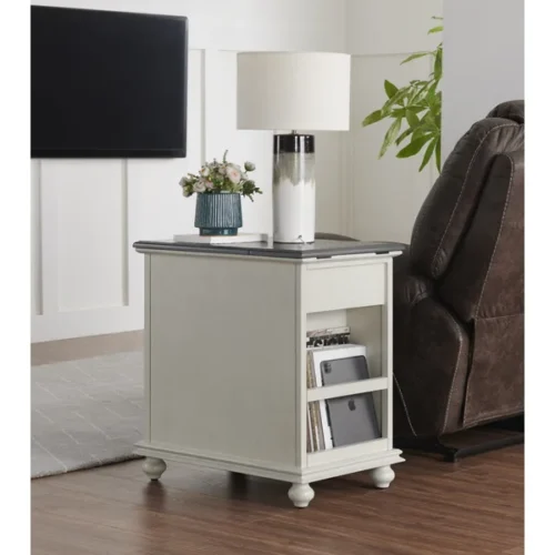 Ahamara Side Table with Storage Natural Wood - Image 3