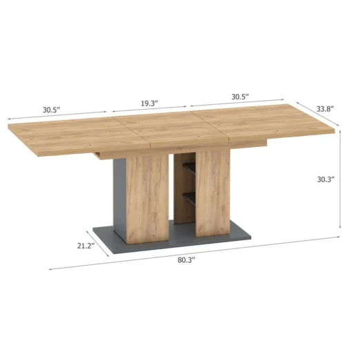 0003245 iulia extendable pedestal dining table