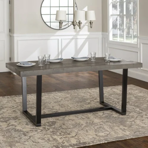 0003277 drishti solid wood trestle dining table